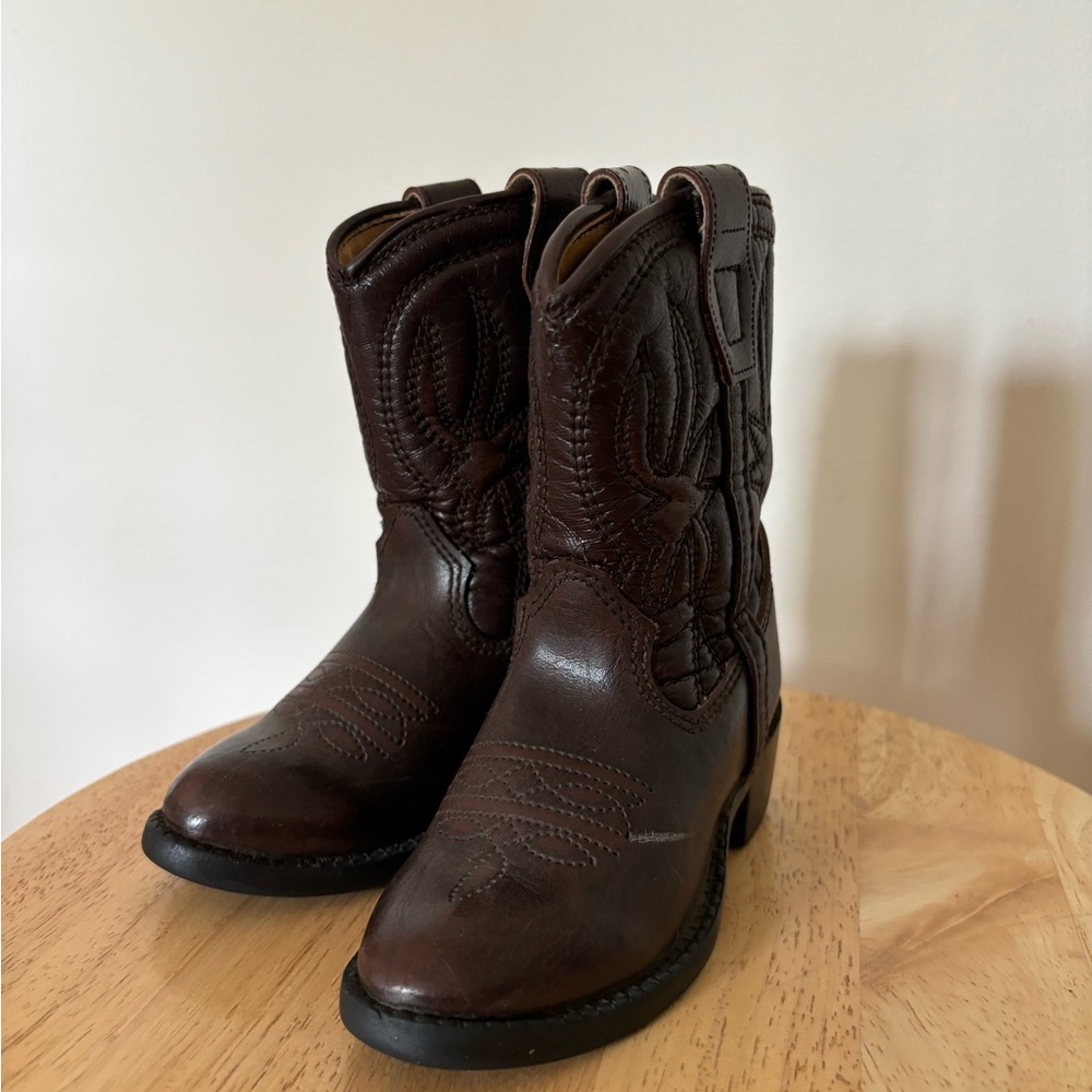 Brown Leather Cowboy Boots kids Size 4.5